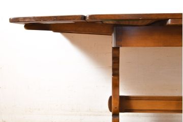 ヴィンテージ家具　イギリス　ERCOL(アーコール)　ニレ材　カントリースタイルにおすすめのドローリーフテーブル(ダイニングテーブル、エクステンション、拡張式テーブル、4人掛け、6人掛け、ビンテージ)(R-050163)