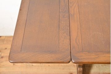 ヴィンテージ家具　イギリス　ERCOL(アーコール)　ニレ材　カントリースタイルにおすすめのドローリーフテーブル(ダイニングテーブル、エクステンション、拡張式テーブル、4人掛け、6人掛け、ビンテージ)(R-050163)