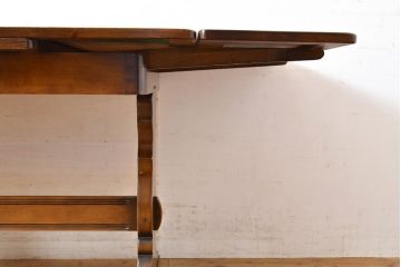 ヴィンテージ家具　イギリス　ERCOL(アーコール)　ニレ材　カントリースタイルにおすすめのドローリーフテーブル(ダイニングテーブル、エクステンション、拡張式テーブル、4人掛け、6人掛け、ビンテージ)(R-050163)