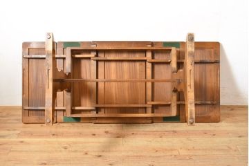 ヴィンテージ家具　イギリス　ERCOL(アーコール)　ニレ材　カントリースタイルにおすすめのドローリーフテーブル(ダイニングテーブル、エクステンション、拡張式テーブル、4人掛け、6人掛け、ビンテージ)(R-050163)