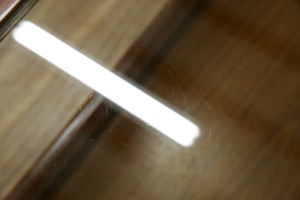 北欧ヴィンテージ　チーク材　スタイリッシュなガラストップテーブル　(R-050175)