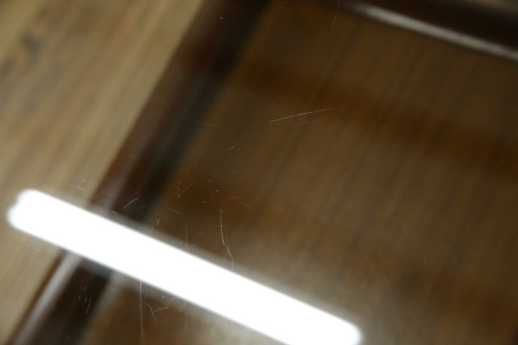 北欧ヴィンテージ　チーク材　スタイリッシュなガラストップテーブル　(R-050175)