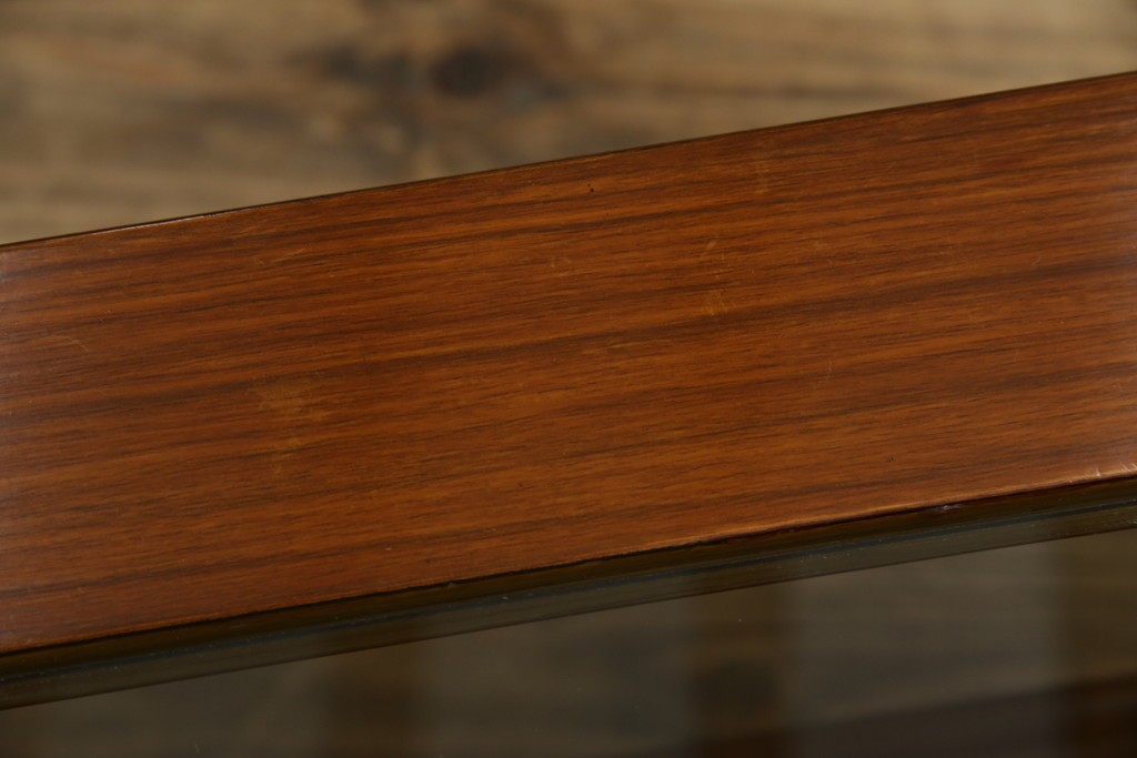 北欧ヴィンテージ　チーク材　スタイリッシュなガラストップテーブル　(R-050175)