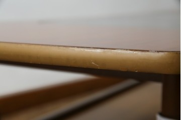 北欧ヴィンテージ　チーク材　スタイリッシュなガラストップテーブル　(R-050175)