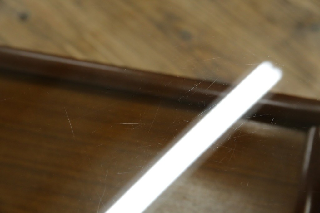 北欧ヴィンテージ　チーク材　スタイリッシュなガラストップテーブル　(R-050175)