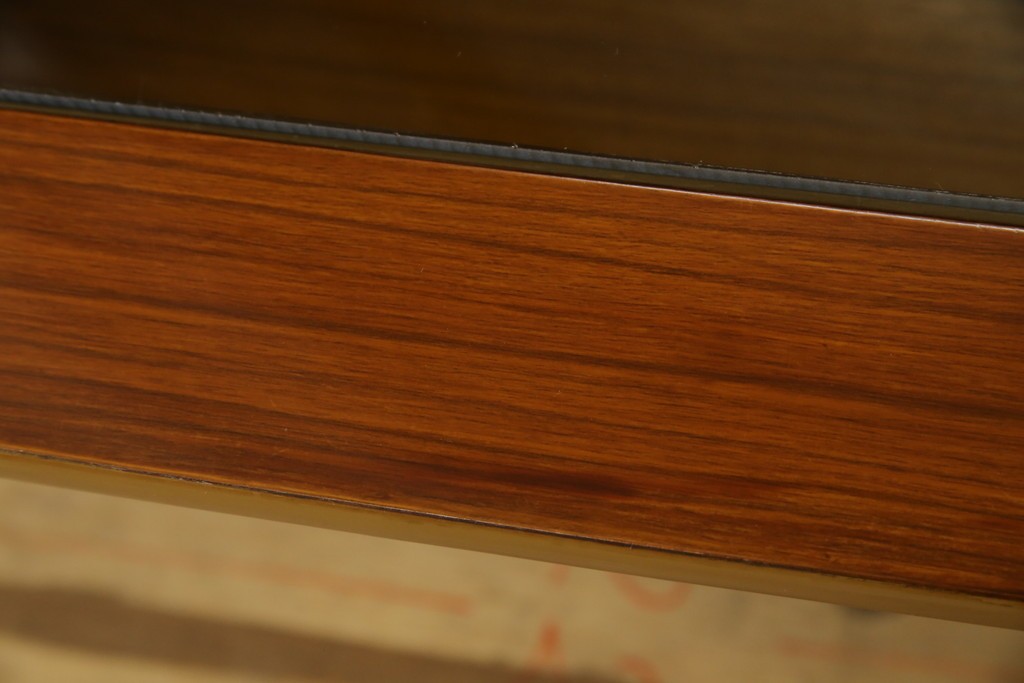 北欧ヴィンテージ　チーク材　スタイリッシュなガラストップテーブル　(R-050175)