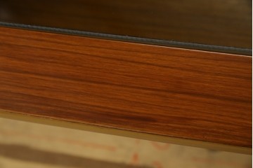 北欧ヴィンテージ　チーク材　スタイリッシュなガラストップテーブル　(R-050175)