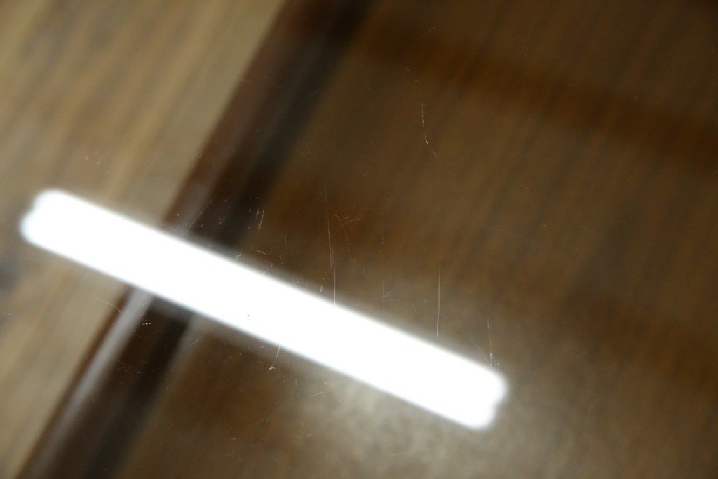 北欧ヴィンテージ　チーク材　スタイリッシュなガラストップテーブル　(R-050175)