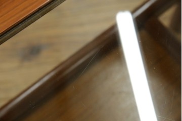 北欧ヴィンテージ　チーク材　スタイリッシュなガラストップテーブル　(R-050175)