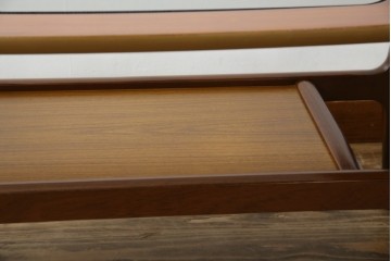 北欧ヴィンテージ　チーク材　スタイリッシュなガラストップテーブル　(R-050175)