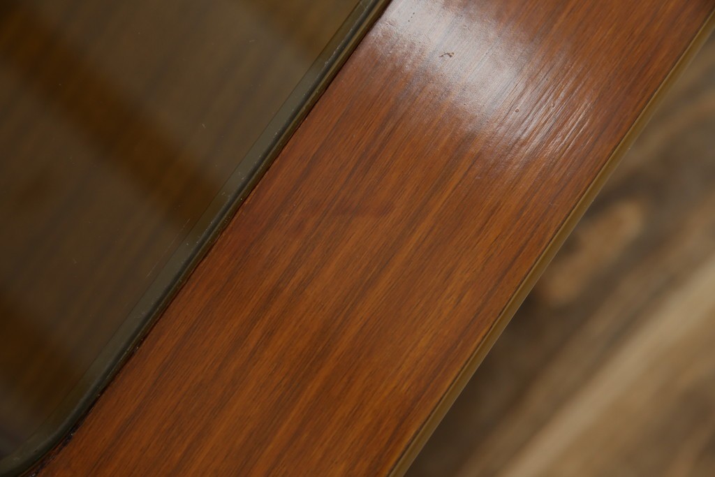 北欧ヴィンテージ　チーク材　スタイリッシュなガラストップテーブル　(R-050175)