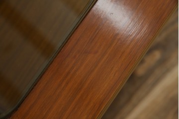 北欧ヴィンテージ　チーク材　スタイリッシュなガラストップテーブル　(R-050175)