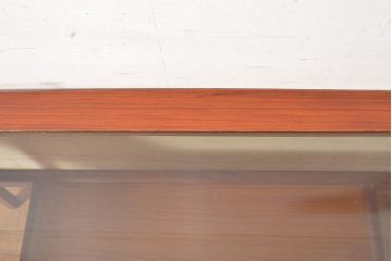 北欧ヴィンテージ　チーク材　スタイリッシュなガラストップテーブル(センターテーブル、リビングテーブル、ビンテージ)(R-050175)
