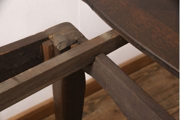 フランスアンティーク　オーク材　パーケット天板がお洒落さを高めるエクステンションテーブル(ダイニングテーブル、ドローリーフテーブル)(R-050212)