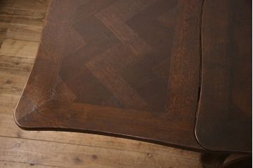 フランスアンティーク　オーク材　パーケット天板がお洒落さを高めるエクステンションテーブル(ダイニングテーブル、ドローリーフテーブル)(R-050212)