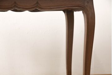 フランスアンティーク　オーク材　小ぶりなサイズが珍しい、パーケット天板のドローリーフテーブル(エクステンションテーブル、ダイニングテーブル)(R-050216)