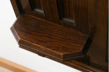 イギリスアンティーク雑貨　オーク材　クラシカルな雰囲気たっぷりな存在感のあるウォールミラー(壁掛けミラー、鏡、シェルフ)(R-050221)