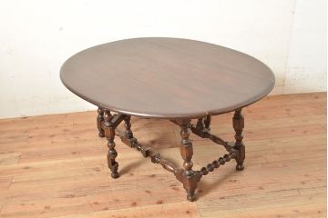 ヴィンテージ家具　イギリスビンテージ　ERCOL(アーコール)　ニレ材　挽き物の脚が目を引くバタフライテーブル(ダイニングテーブル、食卓、4人掛け、2人掛け)(R-050227)