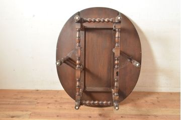 ヴィンテージ家具　イギリスビンテージ　ERCOL(アーコール)　ニレ材　挽き物の脚が目を引くバタフライテーブル(ダイニングテーブル、食卓、4人掛け、2人掛け)(R-050227)