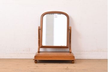 イギリスヴィンテージ　チーク材　ナチュラルな雰囲気漂う卓上ミラー(鏡、置き鏡、ビンテージ)(R-050231)