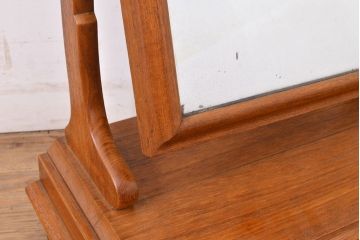 イギリスヴィンテージ　チーク材　ナチュラルな雰囲気漂う卓上ミラー(鏡、置き鏡、ビンテージ)(R-050231)