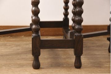 イギリスアンティーク　オーク材　天板彫刻入りのお洒落なバタフライテーブル(ゲートレッグテーブル、ダイニングテーブル)(R-050240)