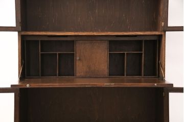 イギリスアンティーク　オーク材　使い込まれた風合いが味わい深いスタッキングビューローブックケース(収納棚、キャビネット、デスク、机、在宅ワーク、在宅用)(R-050242)