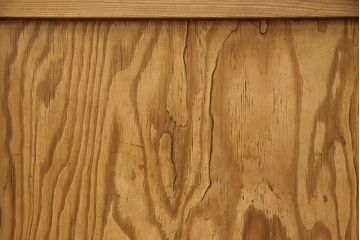 フランスアンティーク　パイン材　様々なガラスを組み合わせた扉がおしゃれなキャビネット(カップボード、食器棚)(R-050248)