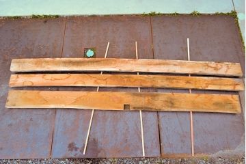 古材　DIYにおすすめ!古民家の梁に使われていたケヤキ材3枚セット(材料、木材、板)(R-050275)