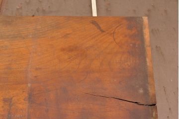 古材　味わいを増した木肌が魅力的な総ケヤキ材一枚板(DIY、材料、板、天板)(R-050283)