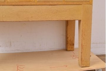 【簡易リペア限定品】レトロ家具　昭和レトロ　KIHARA　ナラ材製　作業台付き!40杯もの引き出しが備わったネームプレート付きカードケース(引き出し、チェスト、図書館、図書室)(R-050286)