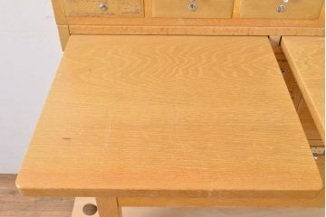 【簡易リペア限定品】レトロ家具　昭和レトロ　KIHARA　ナチュラルスタイルにおすすめ!小物収納に便利なナラ材製ネームプレート付きカードケース(引き出し、チェスト、図書館、図書室)(R-050287)