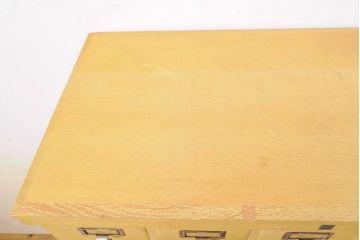 【簡易リペア限定品】レトロ家具　昭和レトロ　KIHARA　引き出し40杯!店舗什器におすすめのナラ材製ネームプレート付きカードケース(引き出し、チェスト、図書館、図書室)(R-050288)