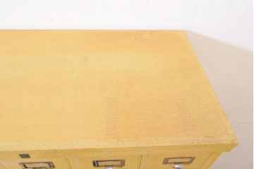 レトロ家具　昭和レトロ　KIHARA　引き出し40杯!店舗什器におすすめのナラ材製ネームプレート付きカードケース(引き出し、チェスト、図書館、図書室)(R-050288)