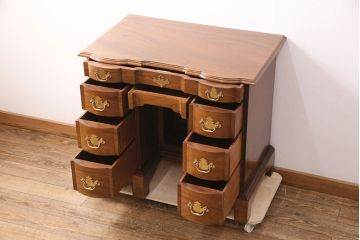 中古　美品　アメリカ　ヒッコリーチェア(HICKORY CHAIR)　マホガニー材　高級感とクラシカルな雰囲気を高めるデスク(両袖机、ワークデスク、在宅用、在宅ワーク)(定価約89万円)(R-050292)