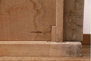 アンティーク雑貨　床框(とこかまち)付きの栗材の一枚板(古材、材料)(R-050297)