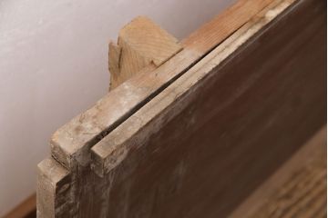 アンティーク雑貨　床框(とこかまち)付きの栗材の一枚板(古材、材料)(R-050297)