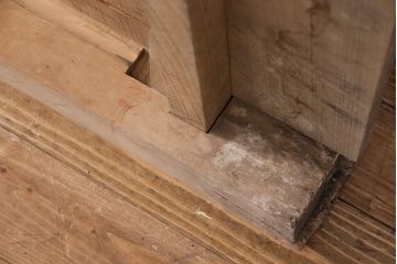 アンティーク雑貨　床框(とこかまち)付きの栗材の一枚板(古材、材料)(R-050297)