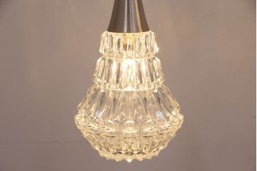 ヴィンテージ照明　デンマーク　きらきら輝くガラスシェードがエレガントな空間を演出するペンダントライト(吊り下げ照明、天井照明、ビンテージ)(R-050302)