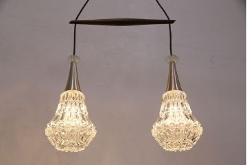 ヴィンテージ照明　デンマーク　きらきら輝くガラスシェードがエレガントな空間を演出するペンダントライト(吊り下げ照明、天井照明、ビンテージ)(R-050302)