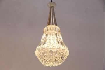 ヴィンテージ照明　デンマーク　きらきら輝くガラスシェードがエレガントな空間を演出するペンダントライト(吊り下げ照明、天井照明、ビンテージ)(R-050302)