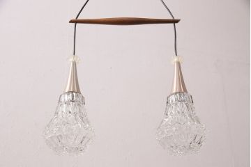 ヴィンテージ照明　デンマーク　きらきら輝くガラスシェードがエレガントな空間を演出するペンダントライト(吊り下げ照明、天井照明、ビンテージ)(R-050302)