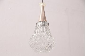 ヴィンテージ照明　デンマーク　きらきら輝くガラスシェードがエレガントな空間を演出するペンダントライト(吊り下げ照明、天井照明、ビンテージ)(R-050302)