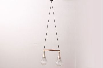 ヴィンテージ照明　デンマーク　きらきら輝くガラスシェードがエレガントな空間を演出するペンダントライト(吊り下げ照明、天井照明、ビンテージ)(R-050302)