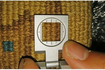 中古　中国段通　120段　和洋どちらの空間にも合わせやすいウール製玄関マット(ラグ、絨毯)(R-050304)