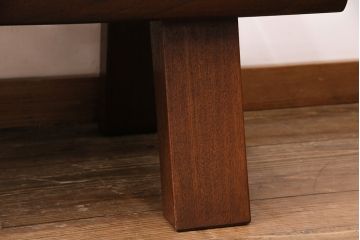 中古　激レア!　特注品　九州民芸家具　漆塗りが美しいスピンドルベンチ(アーム付きベンチ、3人掛け、三人掛け)(定価約75万円)(R-050310)