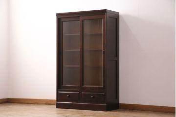 中古　美品　北海道民芸家具　飾り棚としてもおすすめ!和・洋どちらの空間にも合わせやすいシンプルなブックケース(本箱、書棚、飾り棚) (R-050312)