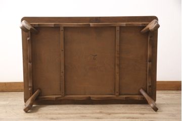 中古　日光彫　繊細な彫り込みが目を惹くテーブル(座卓、ローテーブル)(R-050316)