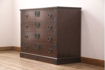 中古　民芸家具　筑後民芸家具　渋いたたずまいが魅力的なチェスト(引き出し、衣装箪笥、整理箪笥、収納箪笥)(R-050319)