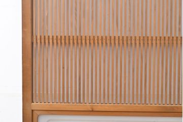 アンティーク建具　腰板のケヤキ材がアクセントになった格子戸1枚(引き戸)(R-050338)